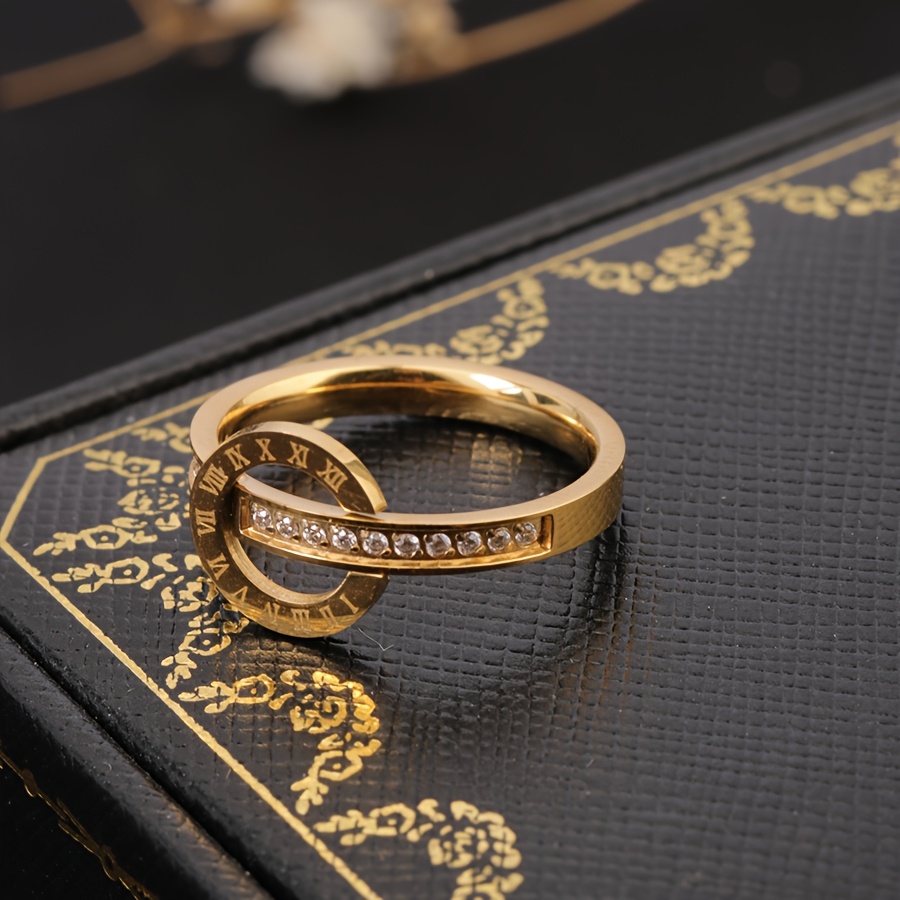 Double-Ring Number Ring with Synthetic Zirconia, Trendy